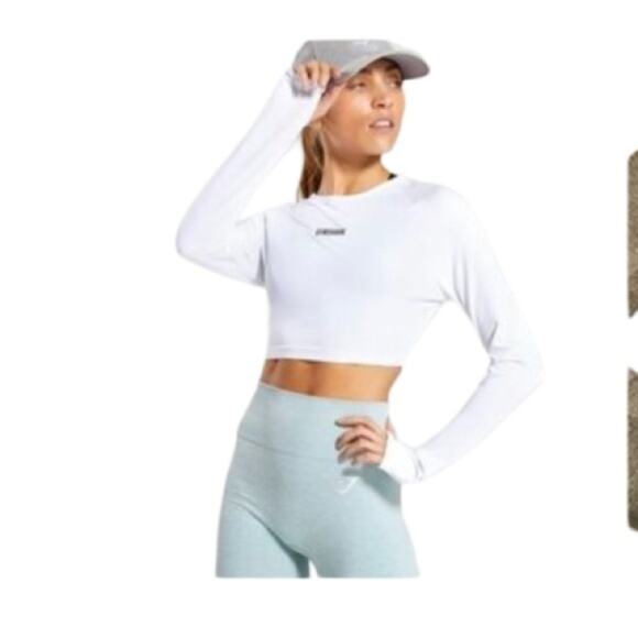 Gymshark Tops - Gymshark Long Sleeve Crop Top White Size XS NWOT
